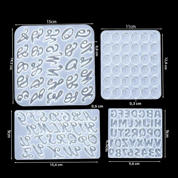 Imagem de Moldes de Silicone para Resina Epóxi - Alfabeto, Números e Mais - Para Chaveiros, Brincos e Pingentes