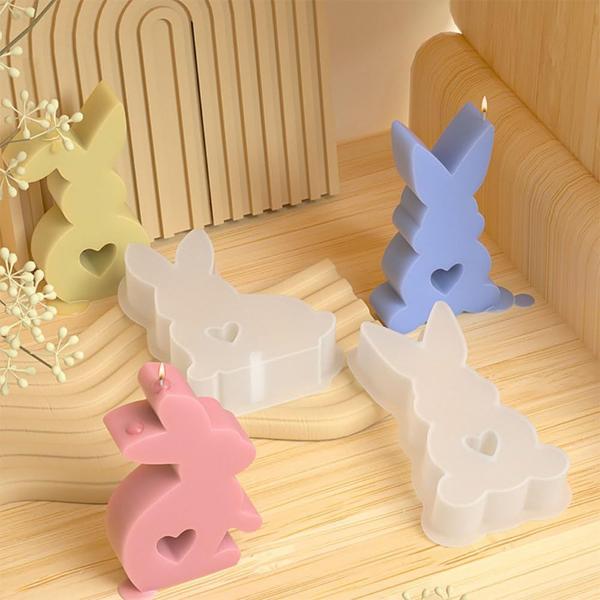 Imagem de Moldes de silicone RUIYDZ Easter Rabbit Bunny Candle Making 6 unidades