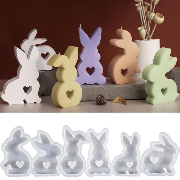 Imagem de Moldes de silicone RUIYDZ Easter Rabbit Bunny Candle Making 6 unidades