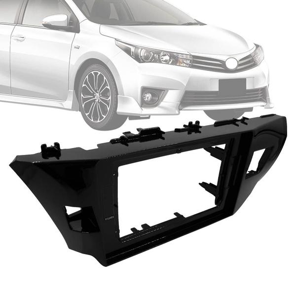 Imagem de Moldura 2 Din 10" Polegadas Toyota Corolla 2014 até 2017 Black Piano