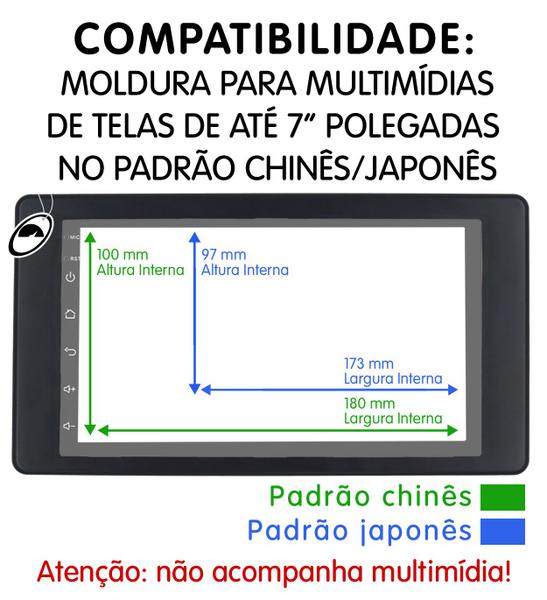 Imagem de Moldura 2 Din 7'' Polegadas MP5 Uno Mille 94/13 Fiorino 97/13 Preta