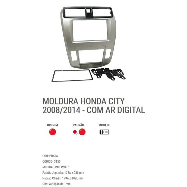 Imagem de Moldura 2 Din Fiamon Honda City 2008 à 2014 com Ar Digital