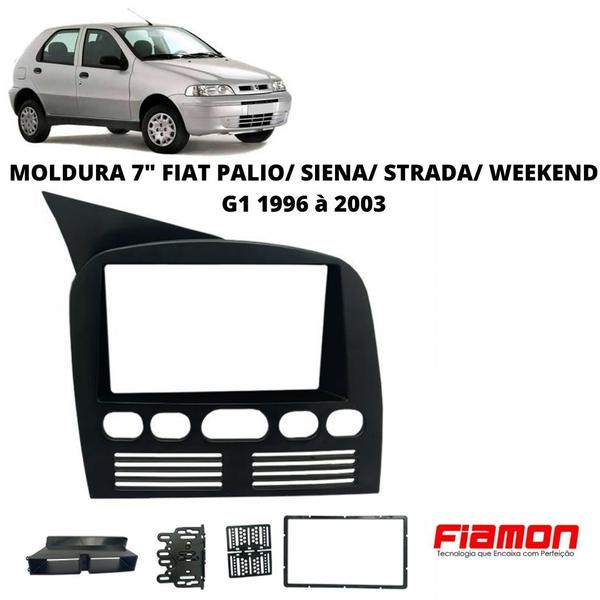 Imagem de Moldura 2 Din Fiat Palio, Siena, Strada, Weekend G1 1996 à 2003 Preto Fosco Fiamon