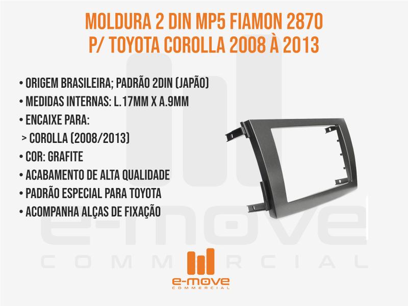 Imagem de Moldura 2 Din Mp5 Fiamon 2870 P/ Toyota Corolla 2008 À 2013