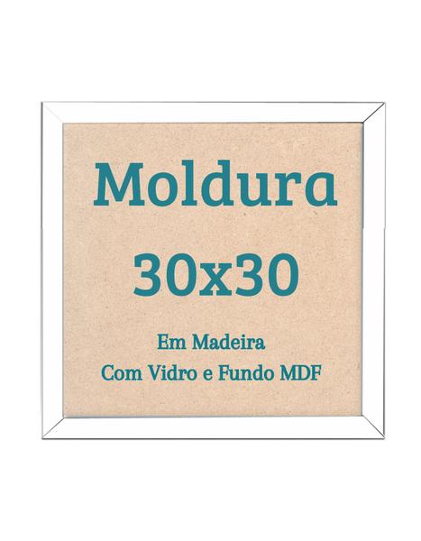 Imagem de Moldura 30x30 Com Vidro Fundo E Pendurador Parede Porta Retrato Foto