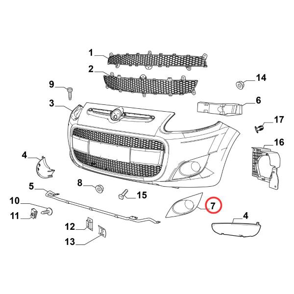 Imagem de Moldura Acabamento Farol de Milha Novo Fiat Palio 2012 2017