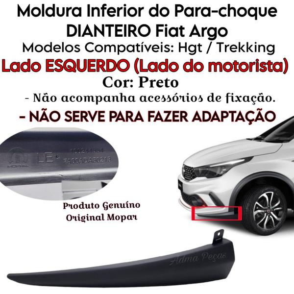 Imagem de Moldura Acabamento Lateral Parachoque Dianteiro Fiat Argo Trekking 2020 2021 2022 Lado Esquerdo Original