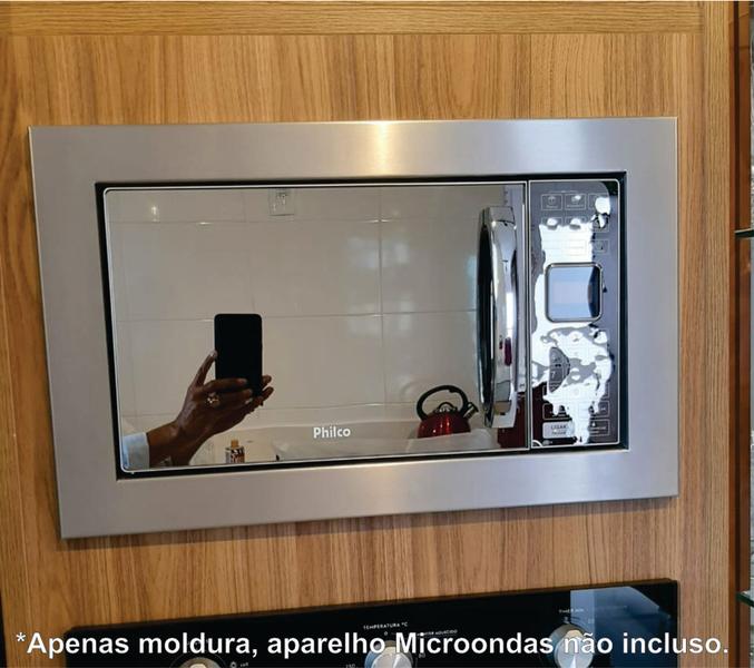 Imagem de Moldura aço Inox recorte Móvel Microondas Compatível Philco PME25