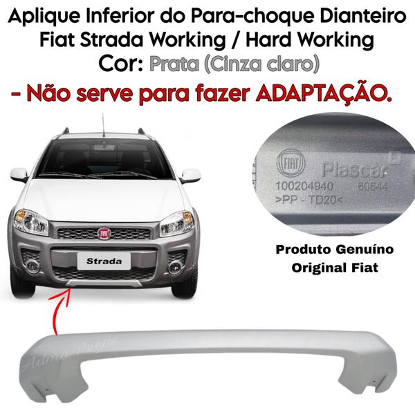 Imagem de Moldura Aplique Inferior Parachoque Dianteiro Fiat Strada Hard Working 2015 2016 2017 2018 2019 2020