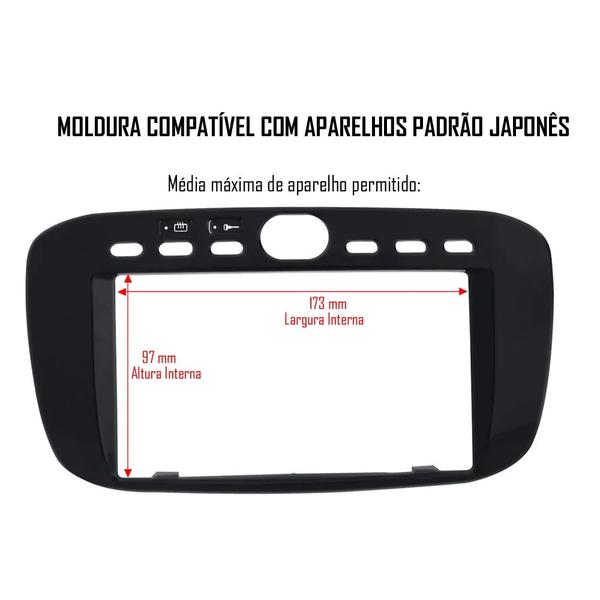 Imagem de Moldura De Painel 1 e 2 Din Fiat Punto 2013 2014 2015 2016 2017 Linea 2ª Versão 2015 2016 + Suportes De Fixação Laterais