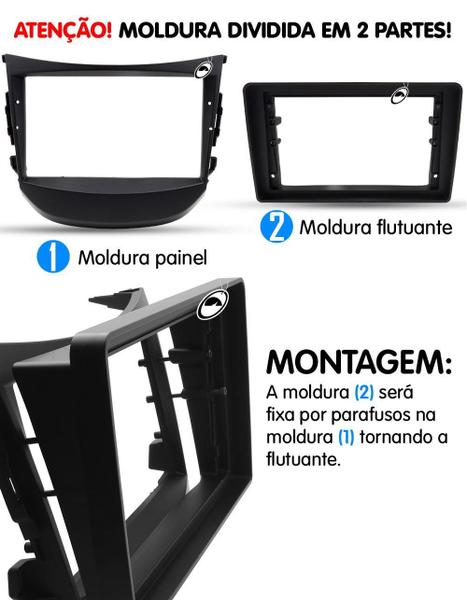 Imagem de Moldura De Painel 2 Din 9 Polegadas Hb20 2012 À 2019 - Preto