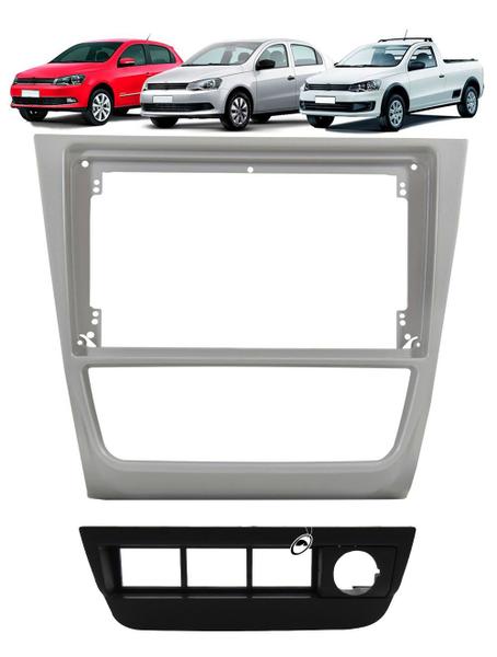 Imagem de Moldura De Painel 2 Din 9" Polegadas Vw Gol Saveiro Voyage G6 - Cinza