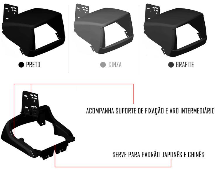 Imagem de Moldura De Painel 2 Din Fiat Doblo 2000 à 2017 Para Cd Dvd 2 Dins