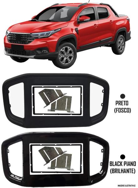 Imagem de Moldura De Painel 2 Din Fiat Strada 2020 2021 2022 2023 Para Cd Dvd 2 Dins