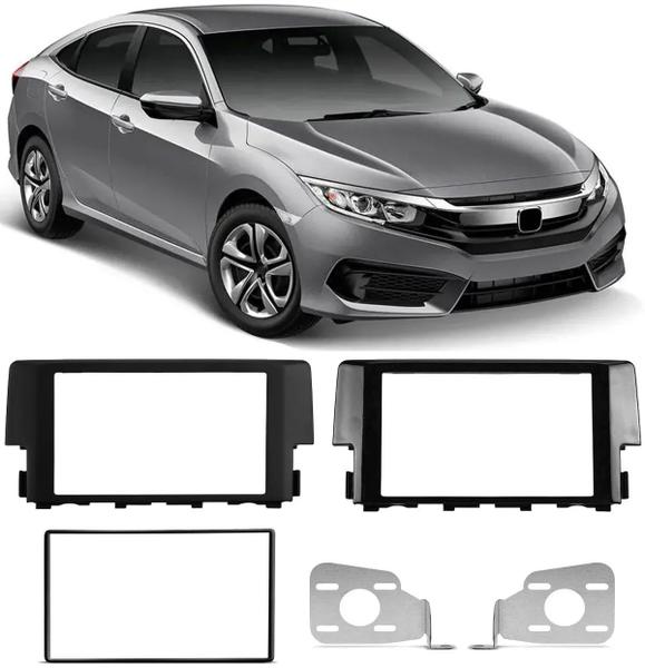 Imagem de Moldura De Painel 2 Din Honda Civic G10 2017 2018 2019 2020 2021 2022