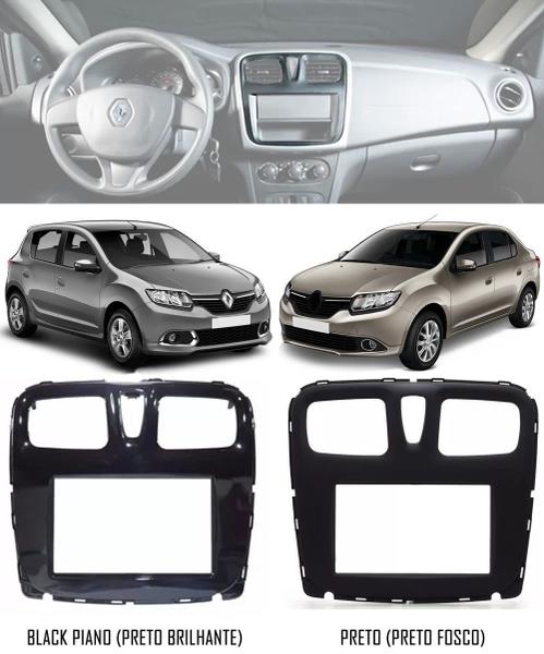 Imagem de Moldura De Painel 2 Din Renault Sandero e Logan 2015 2016 2017 2018 2019 + Suportes De Fixação Laterais - Sem Som Original de Fábrica