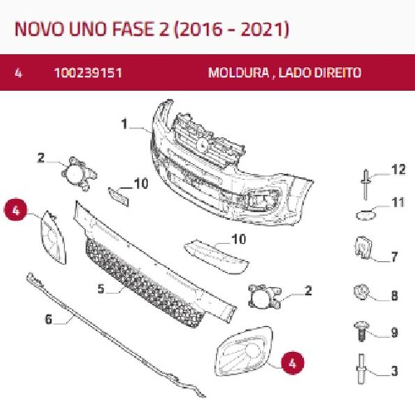 Imagem de Moldura Farol Milha Direito Novo Uno Way Original - 100239151