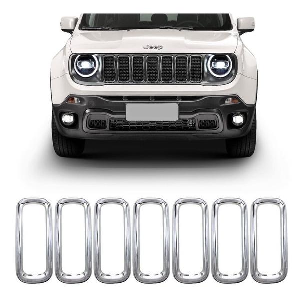 Imagem de Moldura Grade Cromada Jeep Renegade Frontal Flex Diesel