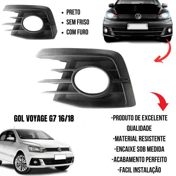 Imagem de Moldura Grade Farol Milha Com Furo Gol Voyage G7 2016 A 2018