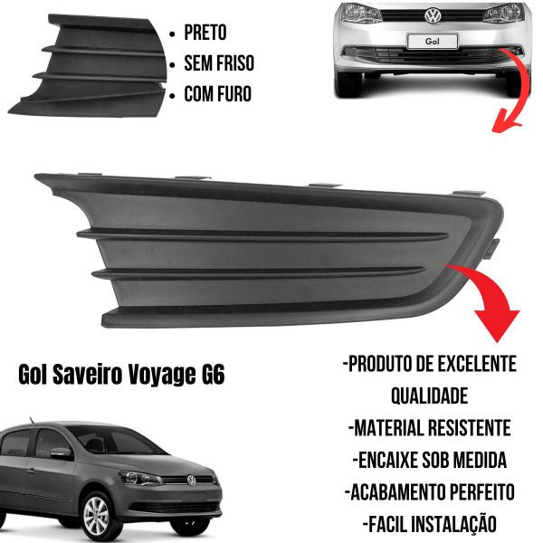 Imagem de Moldura Grade Sem Farol Milha Gol Voyage Saveiro G6 2012 2013 2014 2015 2016