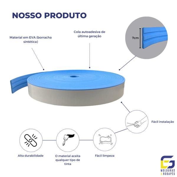 Imagem de Moldura Guarnição Rodameio Eva Autocolante Marte 7cmx5mm 10 Metros