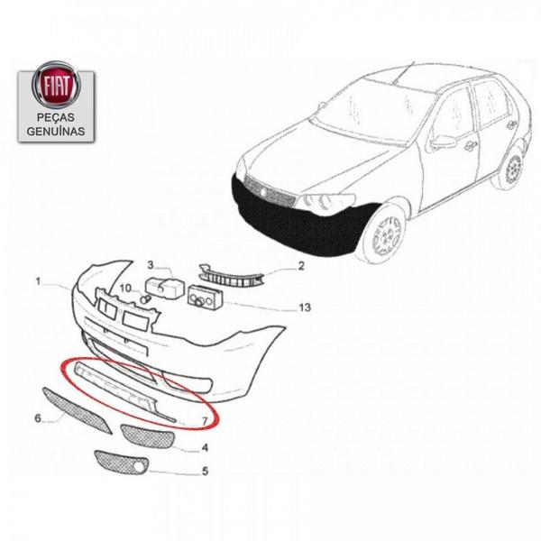 Imagem de Moldura Inferior Parachoque Dianteiro Palio 2004 a 2019 - Original  Fiat 