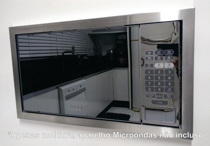 Imagem de Moldura Inox acabamento recorte móvel Compatível Microondas Consul CMA30af