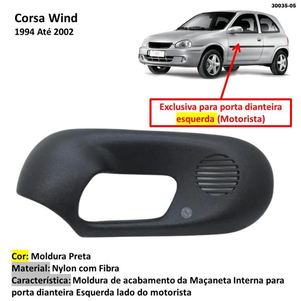 Imagem de Moldura Maçaneta Dianteira Esquerda GM Corsa Wind Preta