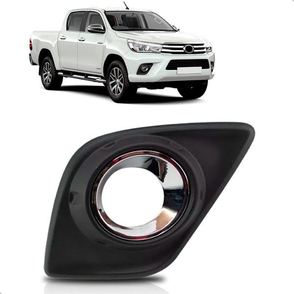 Imagem de Moldura milha hilux 2016 2017 2018 com furo cromado