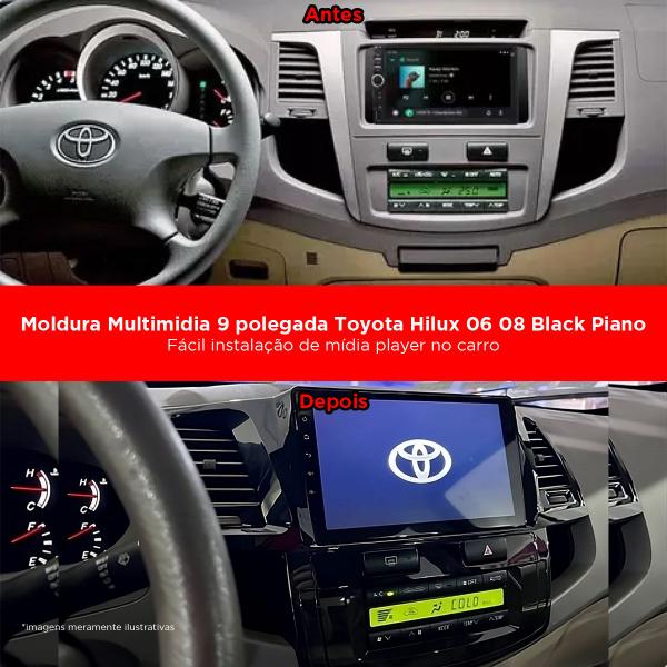 Imagem de Moldura Multimidia 9 polegada Toyota Hilux 06 08 Black Piano