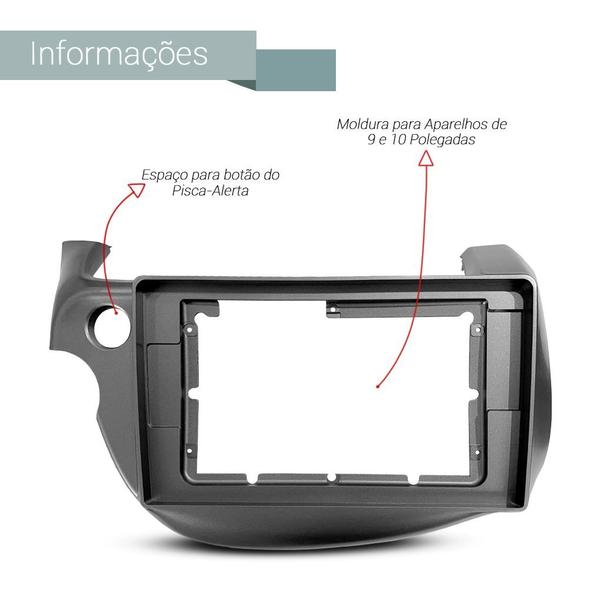 Imagem de Moldura Multimidia Tela 10 Polegadas Honda Fit 2008-2013