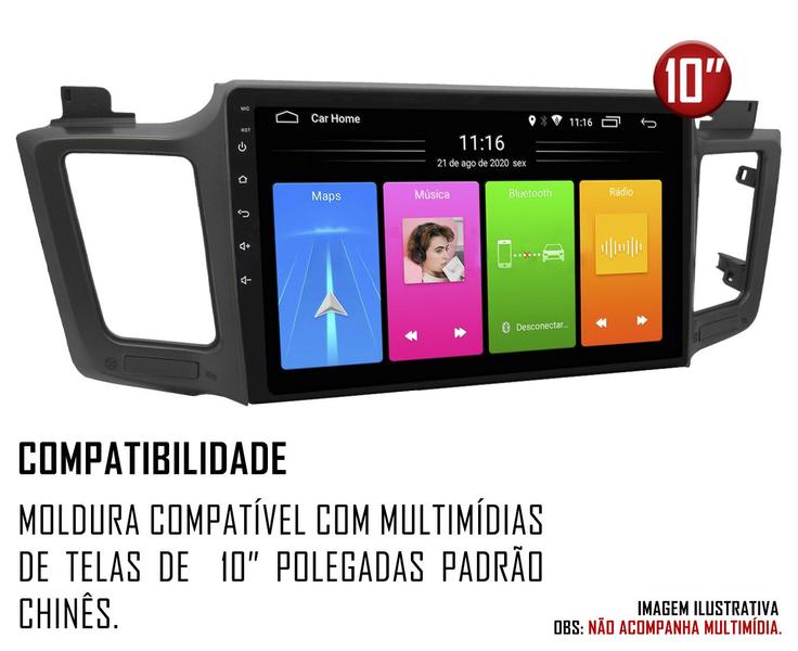 Imagem de Moldura Painel 2 Din 10" Polegadas Toyota Rav4 2012 até 2017 Grafite