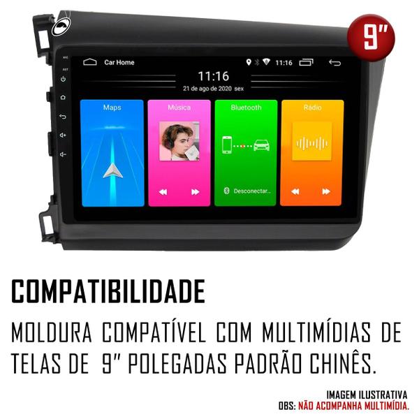 Imagem de Moldura Painel 2 Din 9" Polegadas Civic 2012 até 2015 Preto