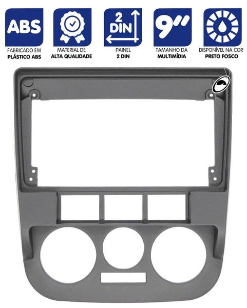 Imagem de Moldura Painel 2 Din 9 Polegadas Gol Saveiro Parati G4 Cinza
