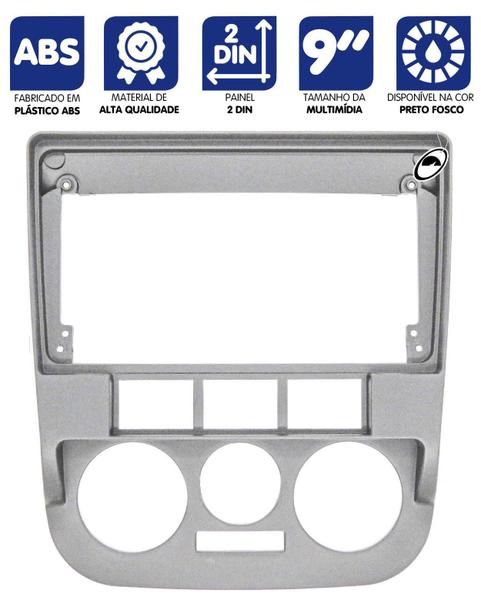 Imagem de Moldura Painel 2 Din 9 Polegadas Gol Saveiro Parati G4 Prata