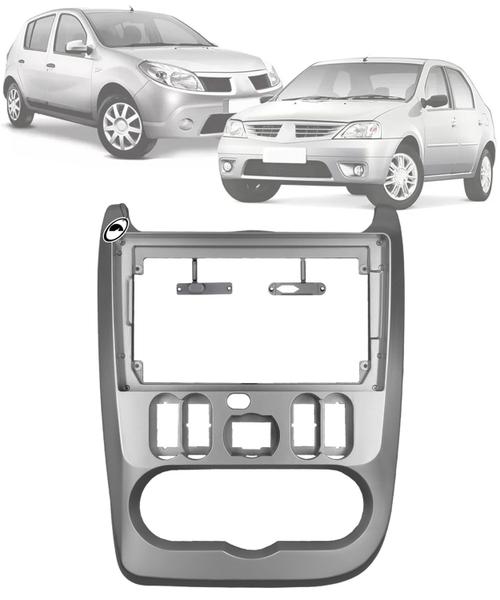 Imagem de Moldura Painel 2 Din 9" Polegadas Renault Sandero Logan 2008 até 2011