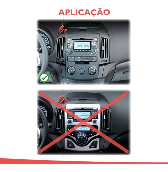 Imagem de Moldura Painel 2 Din Central Multimidia Dvd Mp5 9 polegadas Preta Ar Analogico Hyundai i30 08/12