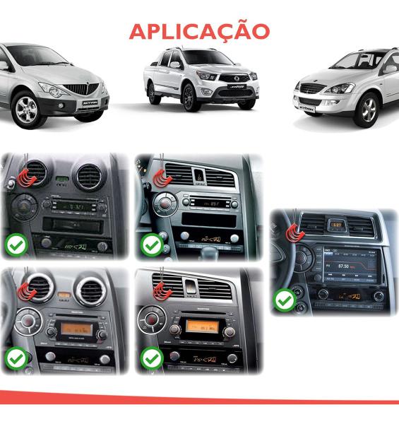 Imagem de Moldura Painel 2 Din Central Multimidia Dvd Mp5 Cinza Ssangyong Actyon 05/11 Sport 05/19 Kyron 05/14