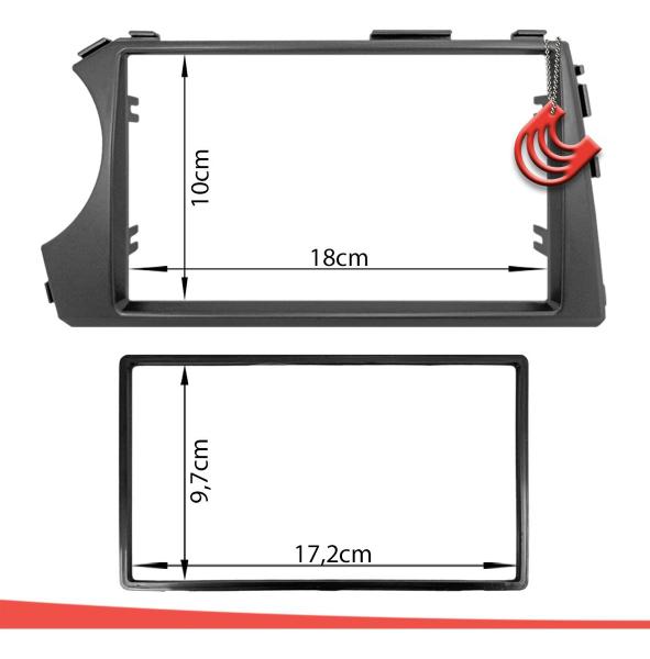 Imagem de Moldura Painel 2 Din Central Multimidia Dvd Mp5 Cinza Ssangyong Actyon 05/11 Sport 05/19 Kyron 05/14