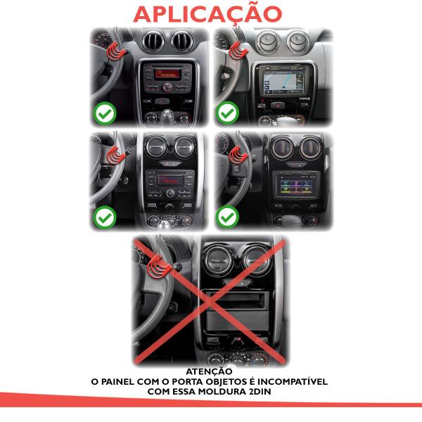 Imagem de Moldura Painel 2 Din Central Multimidia Dvd Mp5 Padrão Japonês Preta Renault Duster 11/20