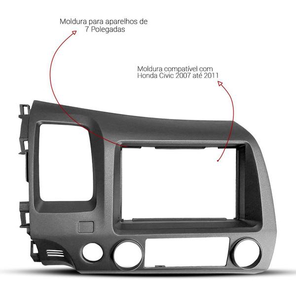 Imagem de Moldura Painel 2 Din MP5 New Civic 2007 2008 2009 2010 2011