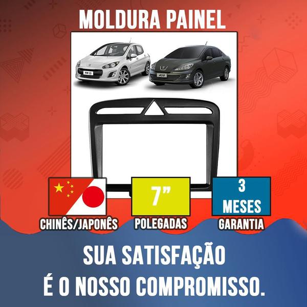 Imagem de Moldura Painel DVD 2 Din Peugeot 308 408 2012 2013 2014 2015 2016 2017 2018 2019 7 Polegadas