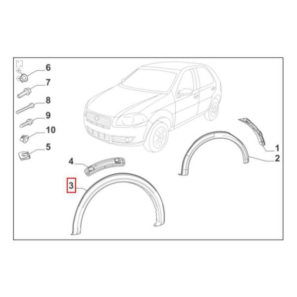 Imagem de Moldura Paralama Dianteiro Esquerdo Palio 2004 2017 Original