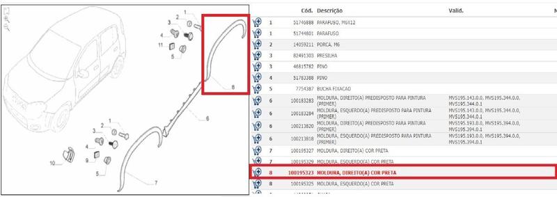 Imagem de Moldura Paralama Traseiro Direito Novo Uno Sporting Original 100195323