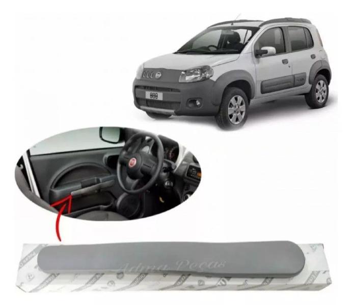 Imagem de Moldura Puxador Porta Dianteira Fiat Uno Vivace 2011 2012 2013 2014 2015 2016 Lado Esquerdo Elétrico