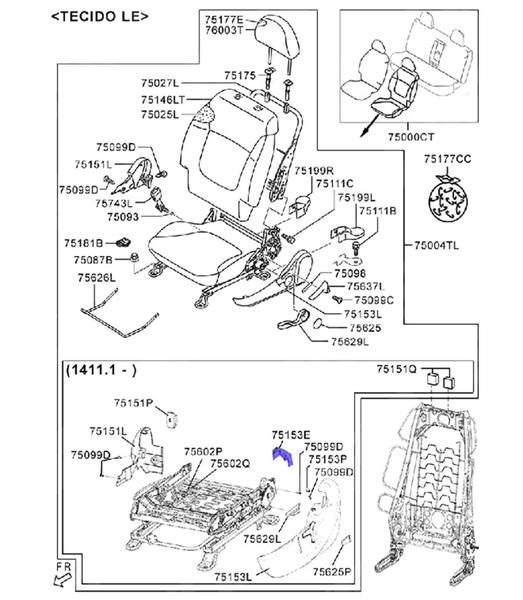 Imagem de Moldura reclinador banco dianteiro LE L200 Triton - Original