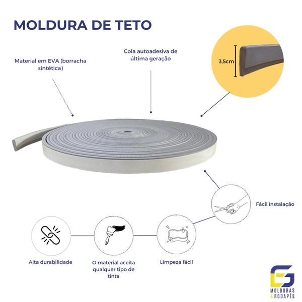 Imagem de Moldura Roda Teto Eva Autocolante Flexível E23 3,5cmx1cm 5 Metros