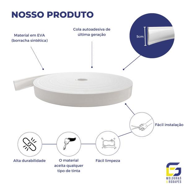 Imagem de Moldura Rodameio Eva Autocolante Flexível Netuno 5cmx8mm 5 Metros