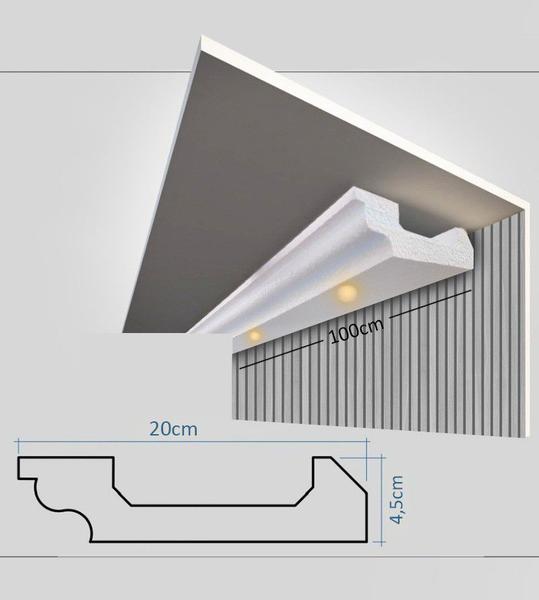 Imagem de Moldura Sanca Moderna 3 Metros Spot Led Isopor Roda Teto Forro