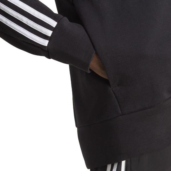 Imagem de Moletinho Adidas Capuz Zíper Essentials 3-Stripes Cor: Preto E Branco - Tamanho: G